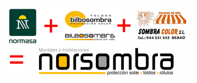 Logotipos unión Norsombra, Normasa, Bilbosombra y Sombracolor